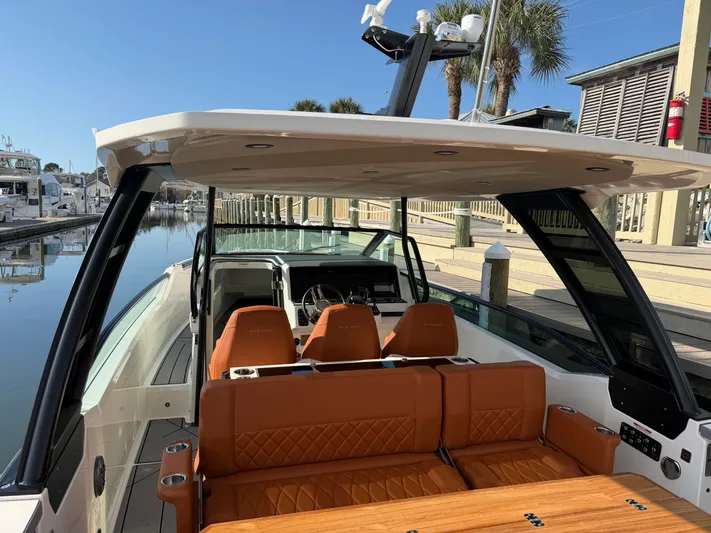  Yacht Photos Pics Interior of 2025 Saxdor 320 GTO with luxurious seating.