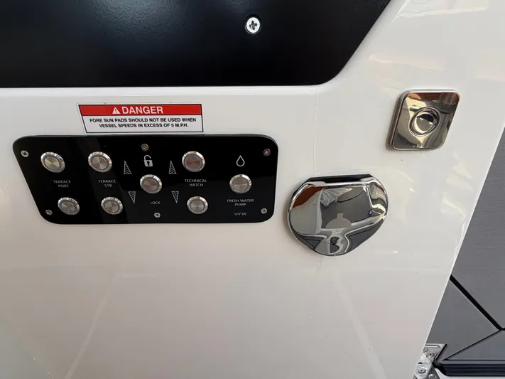  Yacht Photos Pics Control panel and warning sign on Saxdor 320 GTO, year 2025.