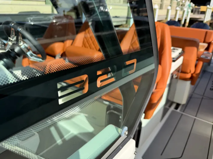  Yacht Photos Pics Saxdor 320 GTO 2025 with orange interior and modern design.