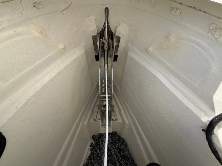  Yacht Photos Pics Anchor locker of Saxdor 320 GTO 2025 with chain and winch.