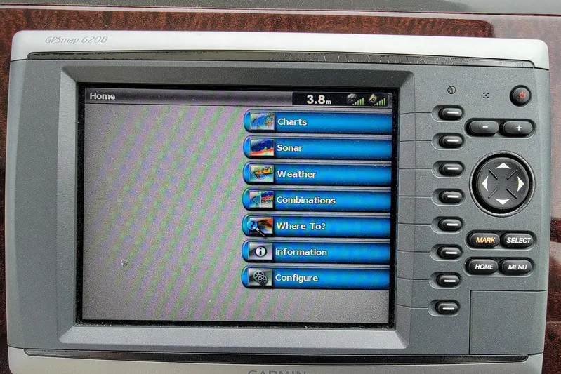  Yacht Photos Pics Garmin GPSmap 6208 display on 2011 Sea Ray 310 Sundancer, showing navigation options.