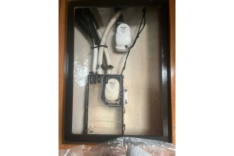  Yacht Photos Pics Bilge area of 2011 Sea Ray 310 Sundancer with pumps and hoses visible.