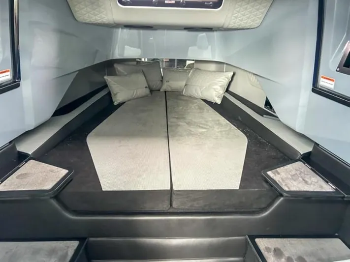  Yacht Photos Pics 2024 BRABUS Shadow 1000 ST interior cabin with bed and pillows.