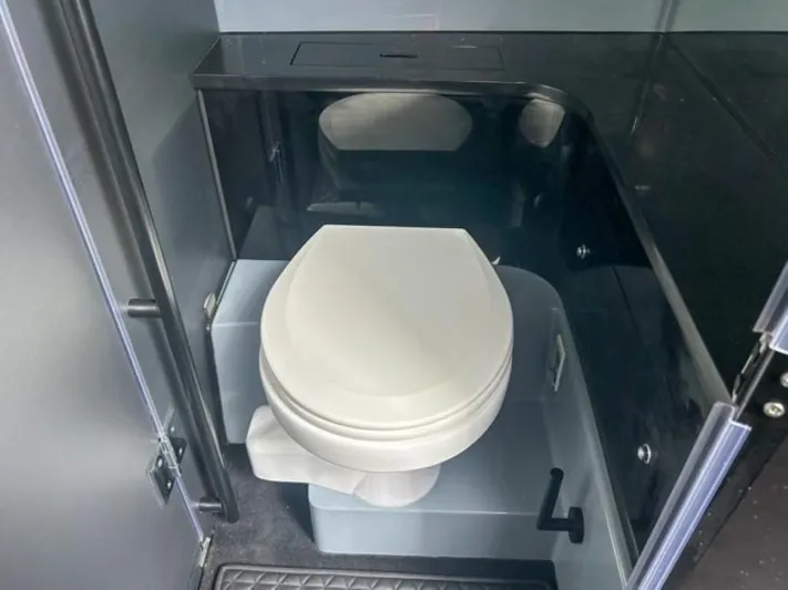  Yacht Photos Pics 2024 BRABUS Shadow 1000 ST bathroom interior with modern toilet design.