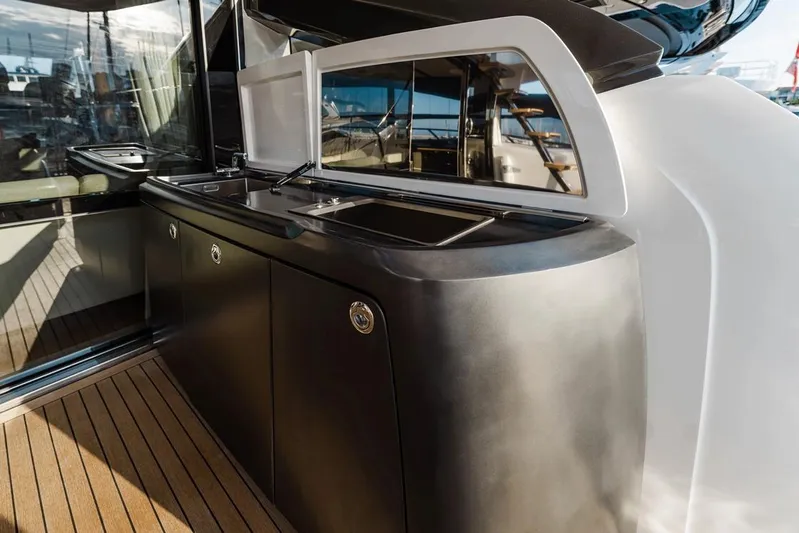  Yacht Photos Pics Outdoor kitchen on 2014 Princess S72 yacht with sleek design and modern amenities.