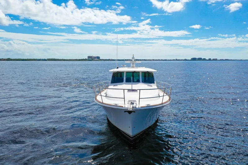 Balahula Yacht Photos Pics 2019 Sabre 45 Salon Express yacht cruising on open water under a clear blue sky.