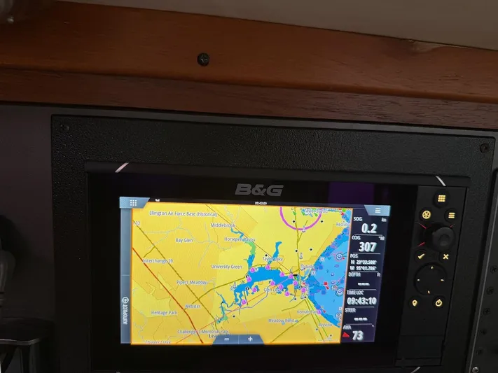 Microdarcy(ud) Yacht Photos Pics B&G navigation system on 2005 J Boats J/124 sailboat, displaying nautical chart.