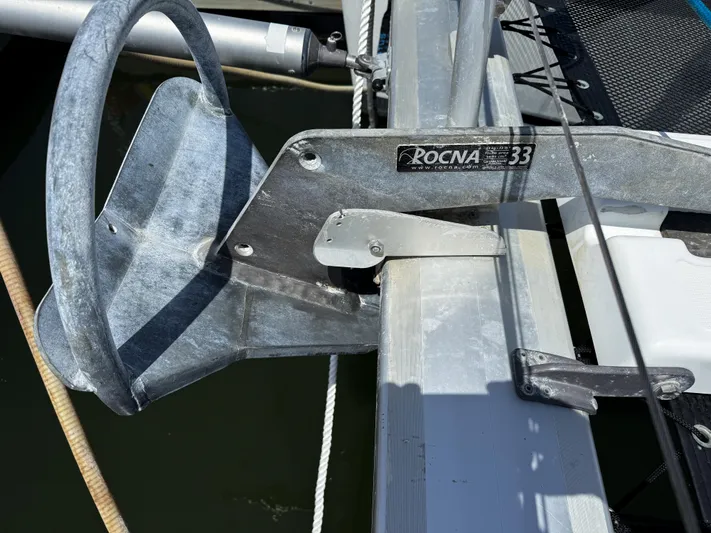 Escapist Yacht Photos Pics Rocna 33 anchor on 2018 Lagoon 400 S2 catamaran deck.