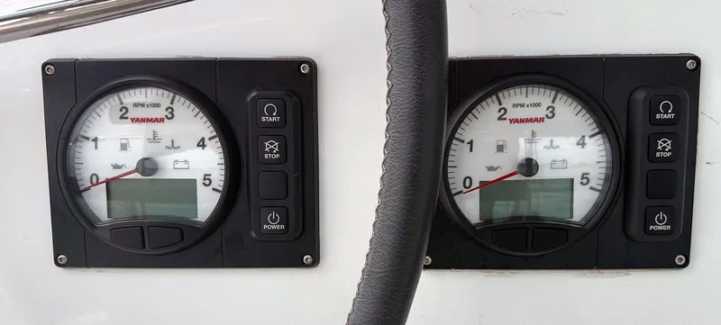 Escapist Yacht Photos Pics Yanmar engine control panel on a 2018 Lagoon 400 S2 catamaran.