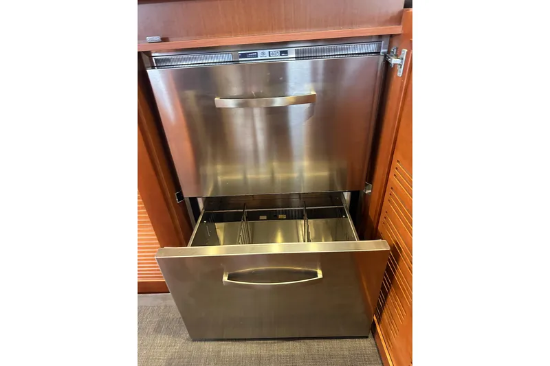 Dove Yacht Photos Pics Stainless steel drawer in 2015 Beneteau Swift Trawler 50 yacht interior.