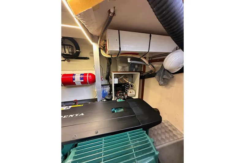 Dove Yacht Photos Pics Engine room of 2015 Beneteau Swift Trawler 50 with Volvo Penta engine.