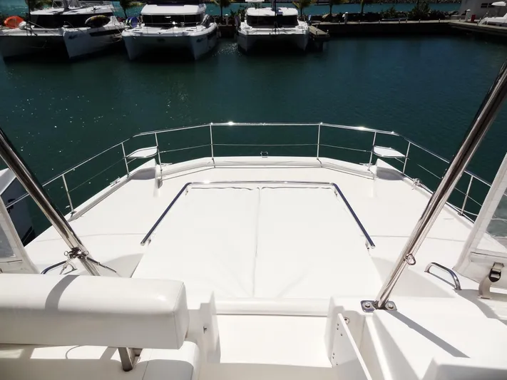 Livitup Yacht Photos Pics 2017 Leopard 43 Powercat yacht deck overlooking marina.