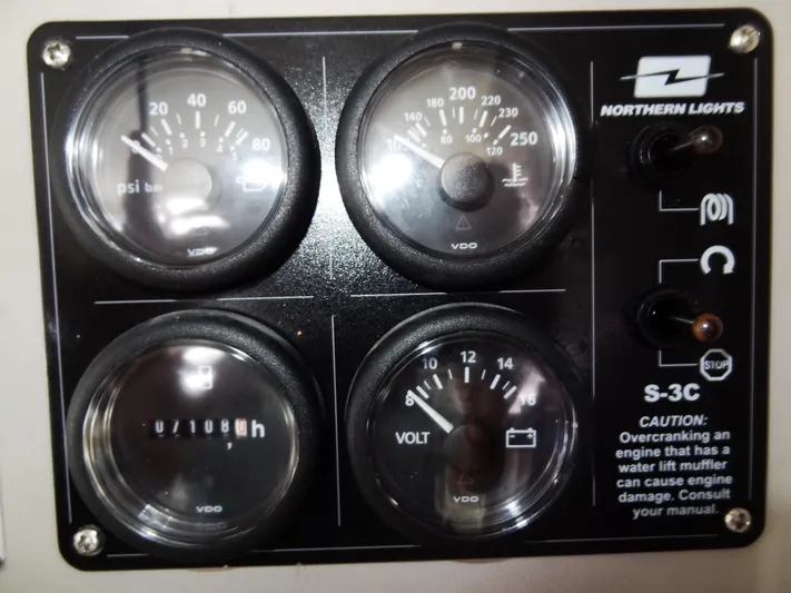 Knot Flyin Yacht Photos Pics Close-up of Northern Lights S-3C control panel on 2017 Leopard 43 Powercat.