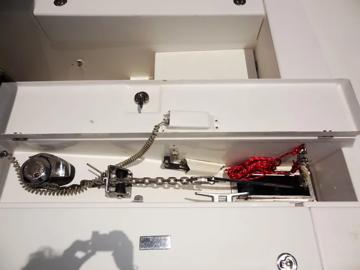 Livitup Yacht Photos Pics Anchor compartment of 2017 Leopard 43 Powercat with chain and winch.