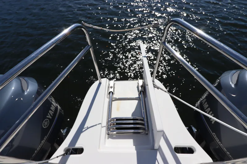  Yacht Photos Pics 2008 Glacier Bay 3080 Coastal Runner boat with Yamaha engines on sparkling water.