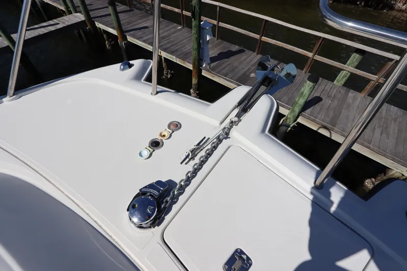  Yacht Photos Pics Bow of 2008 Glacier Bay 3080 Coastal Runner with anchor and deck fittings.