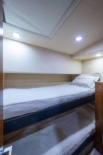 Three Wishes Yacht Photos Pics 2015 Maritimo M50 Motoryacht interior cabin with bunk beds