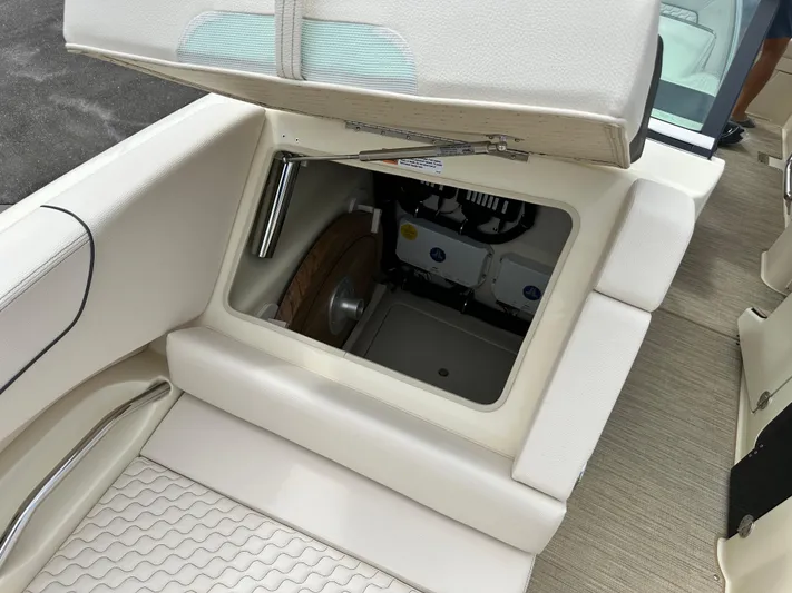  Yacht Photos Pics 2025 Chris-Craft Launch 31 GT storage compartment with open hatch.