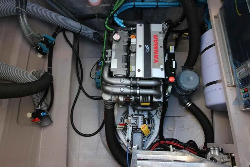 Amura Yacht Photos Pics Engine compartment of a 2021 Bali 5.4 Open Space yacht with Yanmar engine.