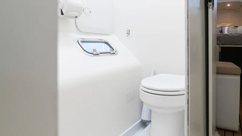 Nohea Yacht Photos Pics Modern marine bathroom in 2022 Custom Current Marine 46 yacht.