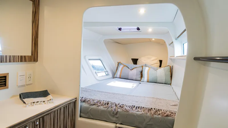 Nohea Yacht Photos Pics Luxurious cabin interior of 2022 Custom Current Marine 46 yacht.