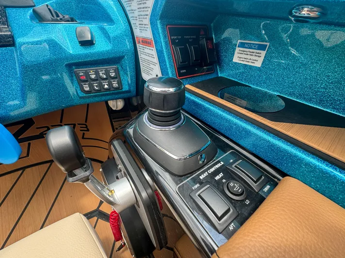  Yacht Photos Pics 2024 Varatti Z2373 boat control panel with joystick and switches.