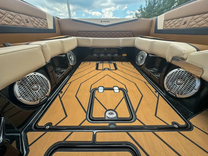  Yacht Photos Pics 2024 Varatti Z2373 boat interior with premium seating and advanced audio system.