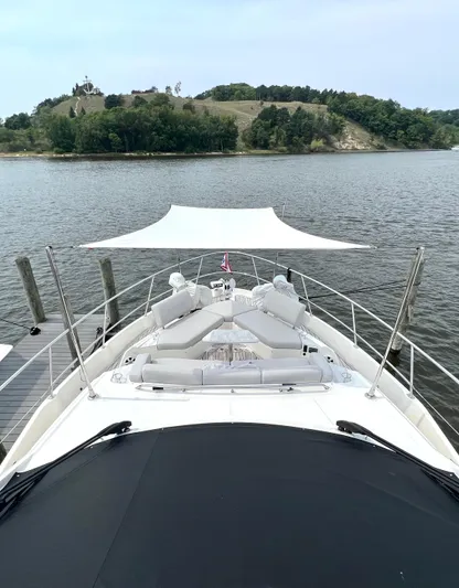 Boatjunkie Yacht Photos Pics Bow Area Seating w/ Sun Awning