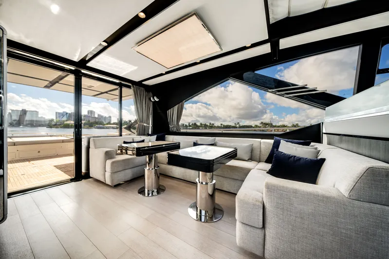  Yacht Photos Pics Luxurious interior of Azimut S7 yacht, 2022 model.