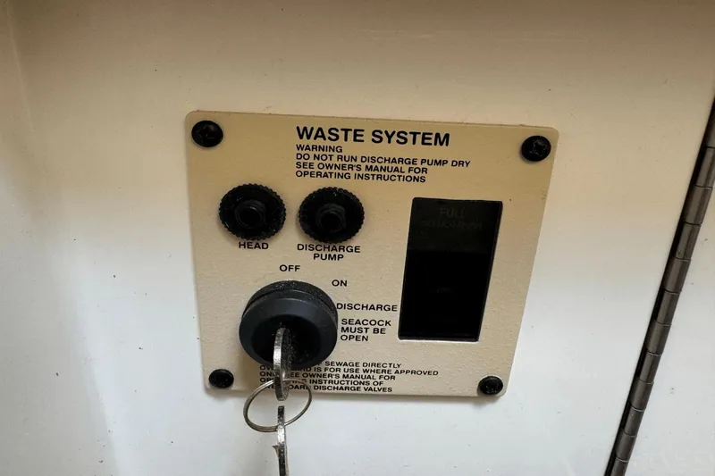  Yacht Photos Pics Control panel for waste system on 2019 Sea Ray 310 SLX boat.