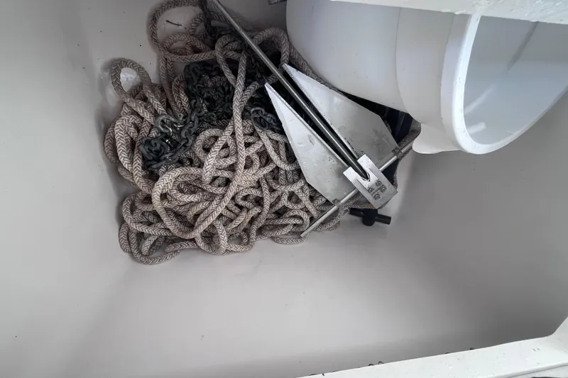  Yacht Photos Pics Anchor and rope storage in 2008 Intrepid 370 Cuddy boat compartment.