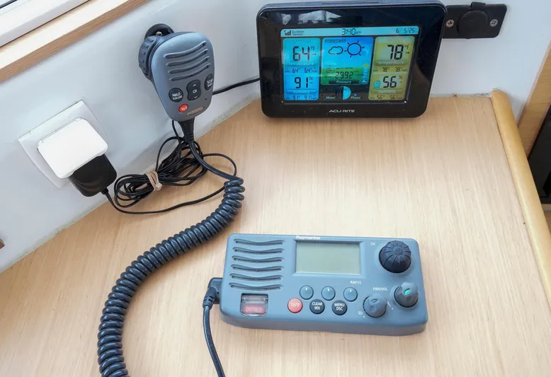 Bleu Lagoon Yacht Photos Pics Control panel and radio equipment on a 2012 Lagoon 421 yacht.