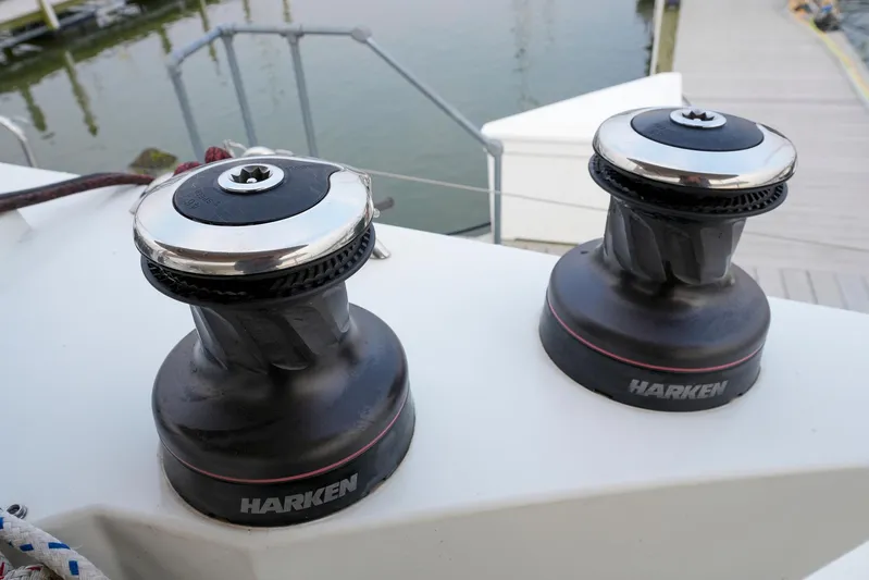 Bleu Lagoon Yacht Photos Pics Two Harken winches on a 2012 Lagoon 421 catamaran deck.