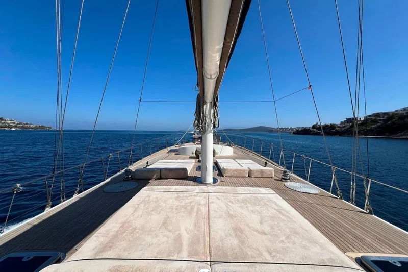 Cİca Sultan Yacht Photos Pics Luxurious Ark Yat 24M yacht deck cruising on clear blue waters, 2014 model.