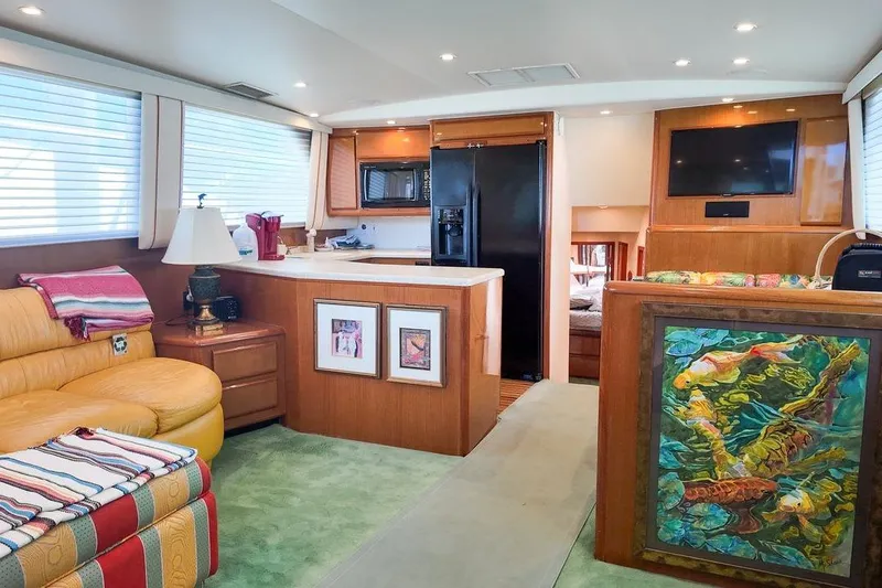 Coming To Fort Lauderdale By Nov. 3 Yacht Photos Pics Luxurious interior of a 1999 Viking Cockpit Sports Yacht with modern amenities.