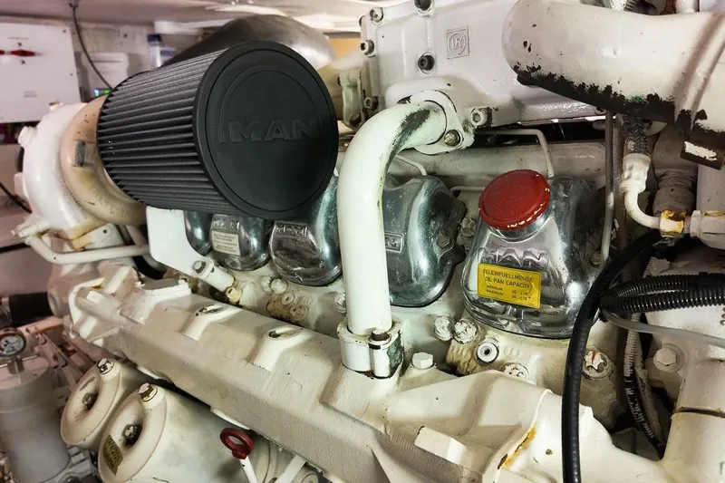 Coming To Fort Lauderdale By Nov. 3 Yacht Photos Pics Engine of 1999 Viking Cockpit Sports Yacht, featuring MAN components.