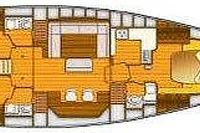 Floor plan of a 2007 Comar Comet 62 RS yacht, showcasing interior layout and cabin arrangement.