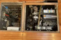 Engine compartment of 2007 Comar Comet 62 RS yacht with visible Yanmar engine.