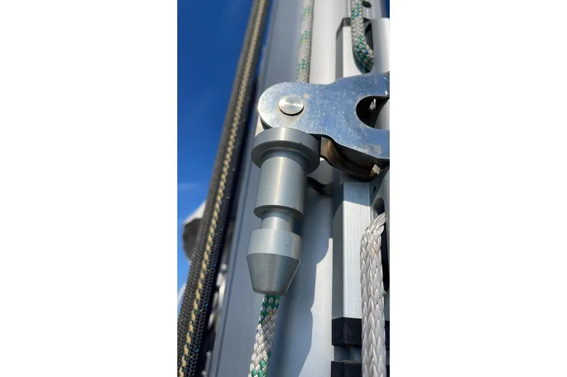 Build No.31 Yacht Photos Pics Close-up of X-Yachts 4.6 sailboat rigging detail, 2021 model.