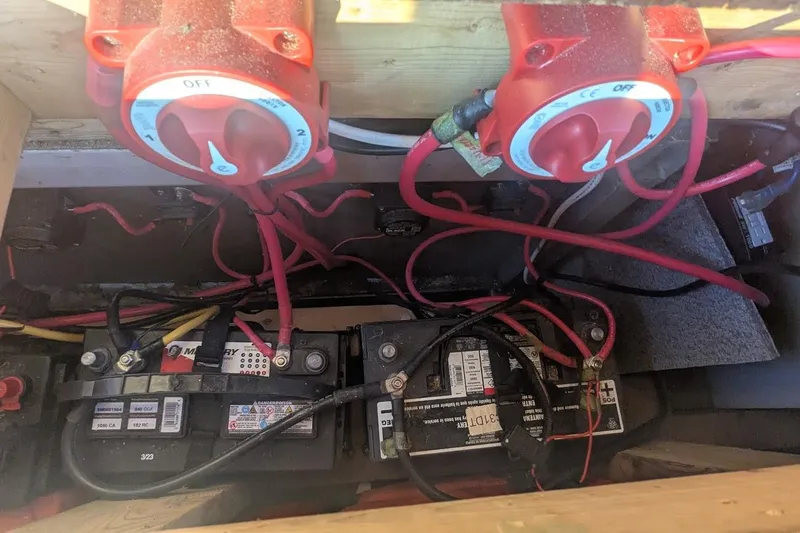  Yacht Photos Pics Electrical system with batteries and switches on a 2016 custom pirate ship.