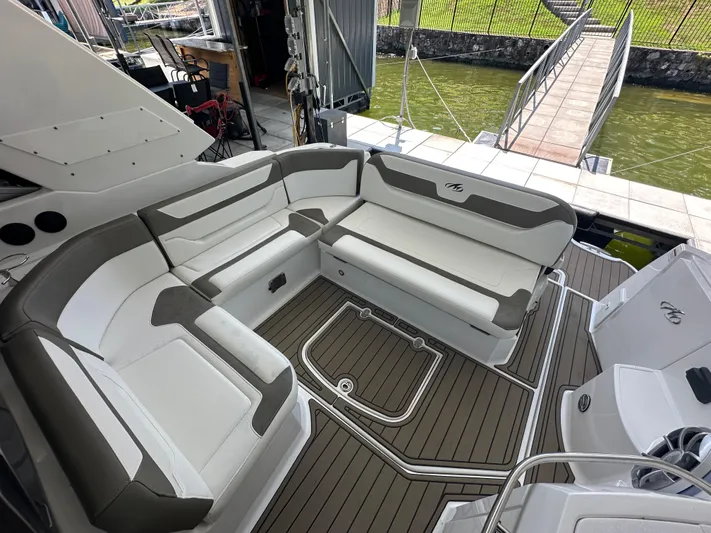  Yacht Photos Pics 2017 Monterey 355 Sport Yacht interior with spacious seating and modern design.