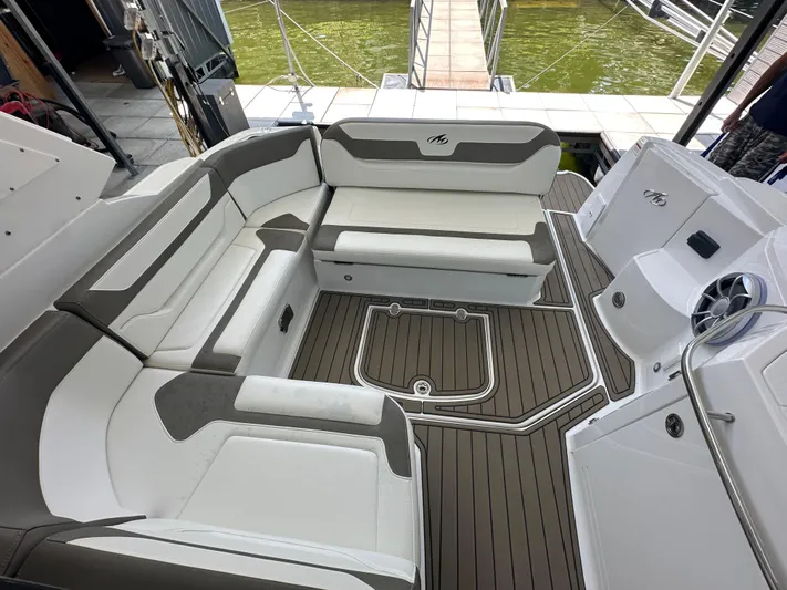  Yacht Photos Pics 2017 Monterey 355 Sport Yacht interior with sleek seating and modern design.