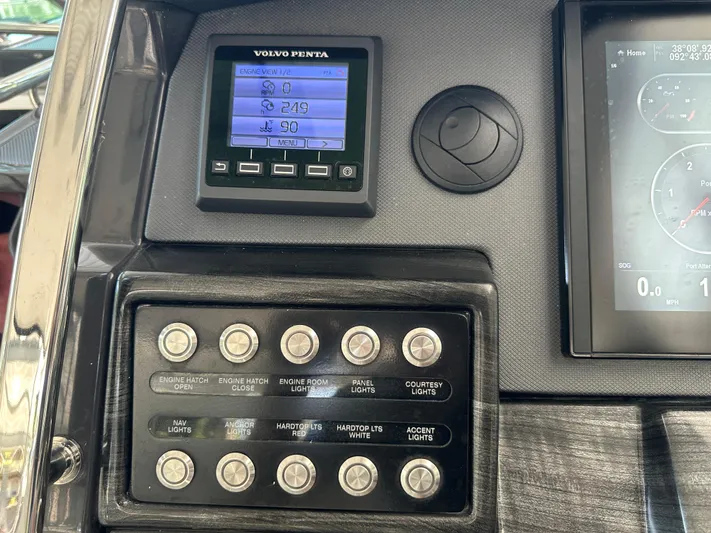  Yacht Photos Pics Control panel of a 2017 Monterey 355 Sport Yacht with Volvo Penta display.