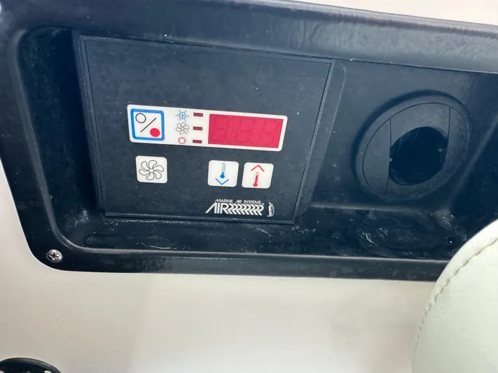  Yacht Photos Pics Control panel of a 2017 Monterey 355 Sport Yacht, featuring air system controls.