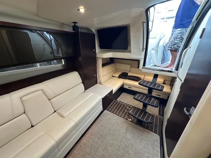  Yacht Photos Pics Luxurious interior of 2017 Monterey 355 Sport Yacht with plush seating and modern design.