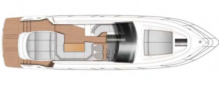  Yacht Photos Pics Top view of 2025 Princess V50 Open yacht layout, featuring spacious deck and seating areas.
