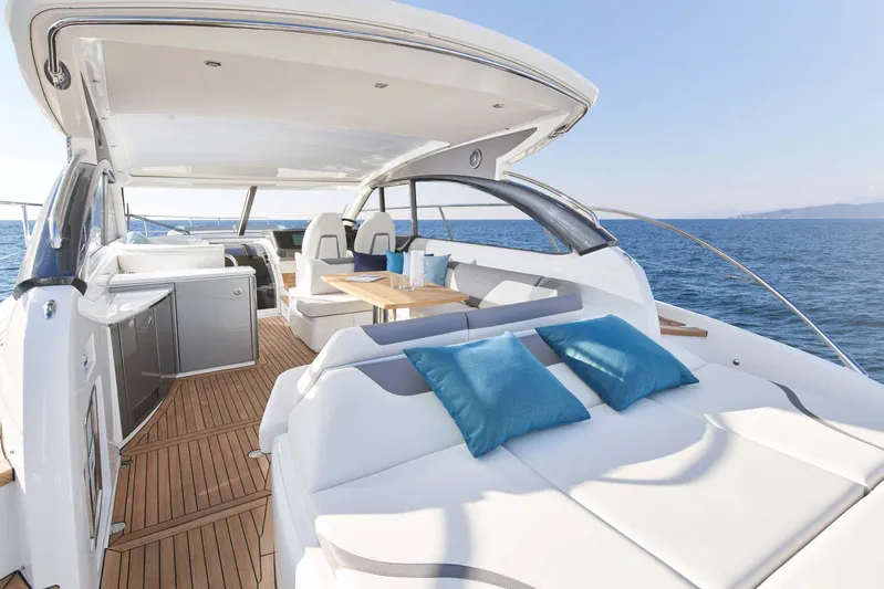  Yacht Photos Pics Luxurious 2025 Princess V50 Open yacht with spacious deck and ocean view.