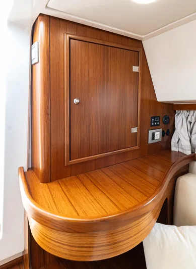 Penrose Yacht Photos Pics Elegant wooden interior of 2020 Gagliotta Lobster 35 yacht cabin.