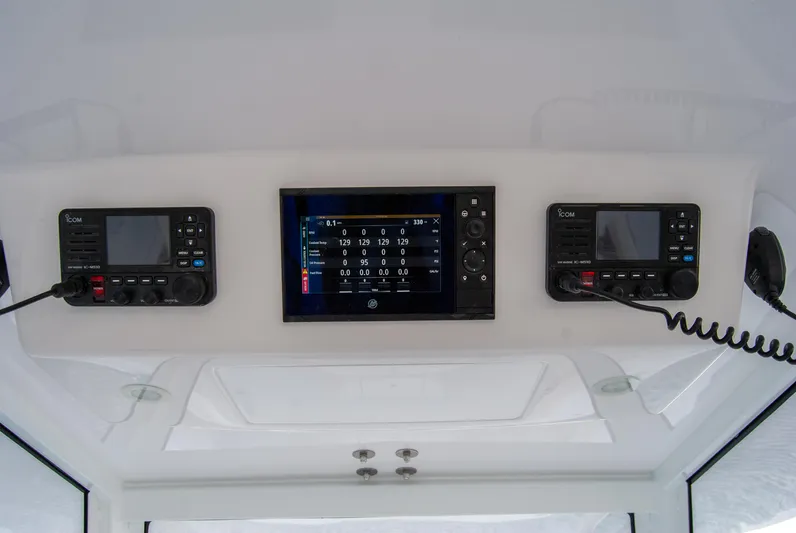  Yacht Photos Pics 2025 Front Runner 43 Catamaran dashboard with advanced navigation and communication systems.
