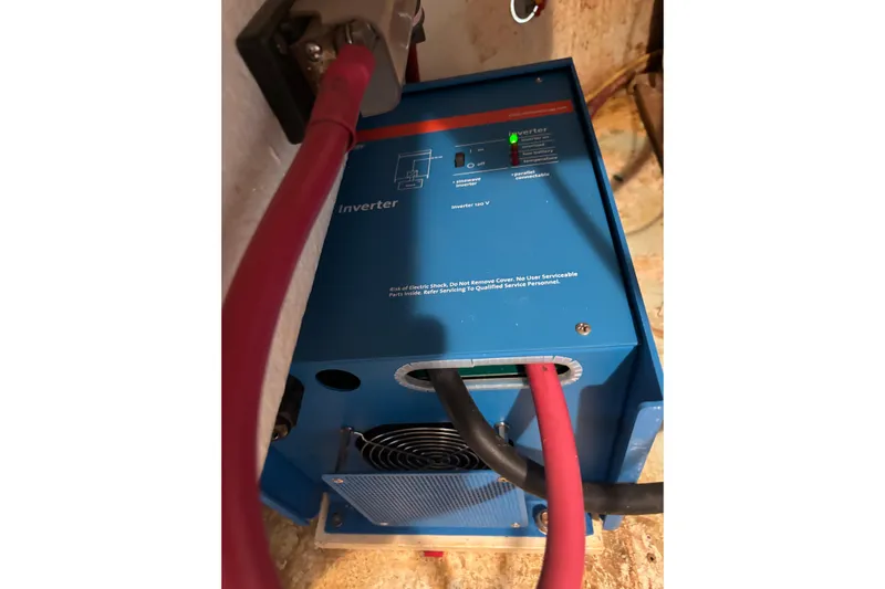  Yacht Photos Pics Blue inverter with red cables in a 2009 Kelsall 58 KSS boat.